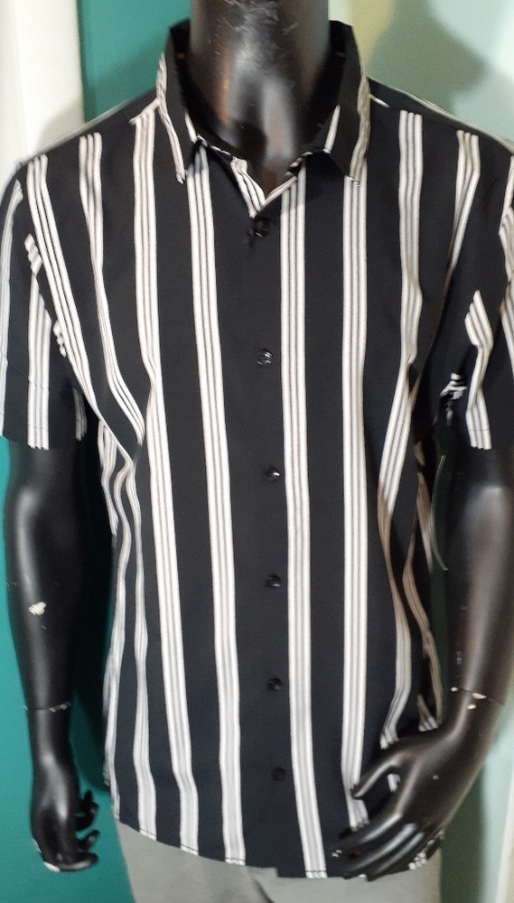 BNWT Geometrix Vertical striped casual button down